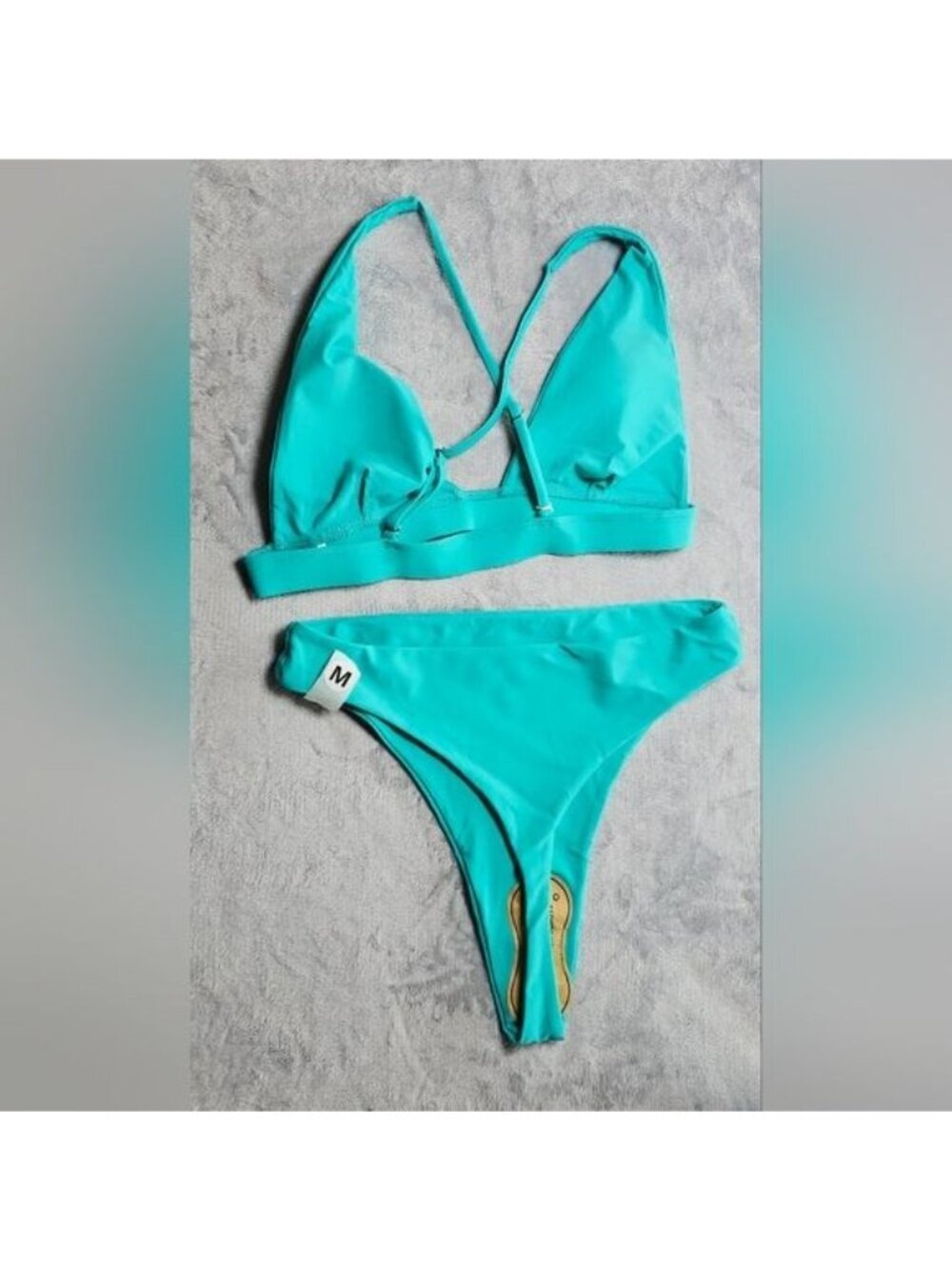 133.🆕Med Bundle Aqua and Red Thong Bikini Set Criss Cross Adjustable Straps - Picture 4 of 6